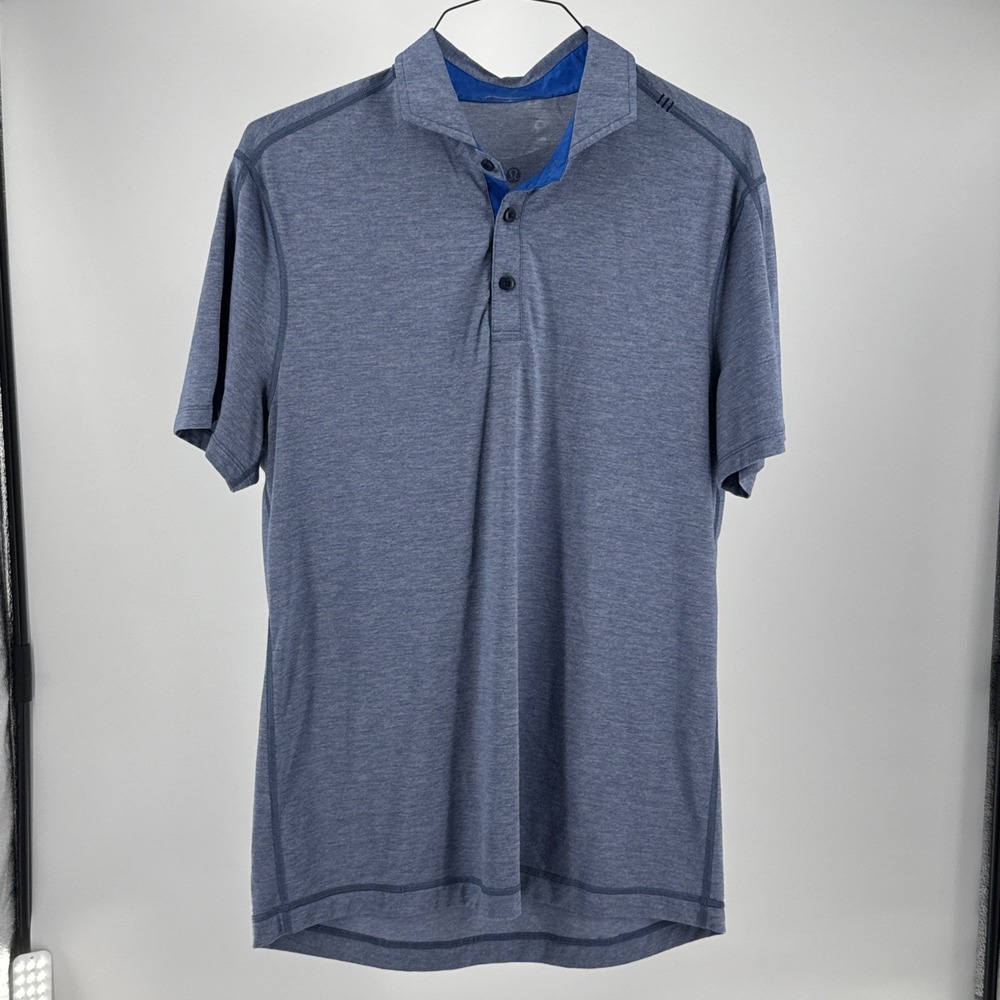 Lululemon Evolution Mens Golf Polo Shirt Blue Athletic Comfortable Lightweight